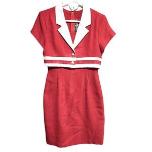 Vintage Karlie & Company Women’s 5/6 Red Striped Dress Preppy Collared USA Made